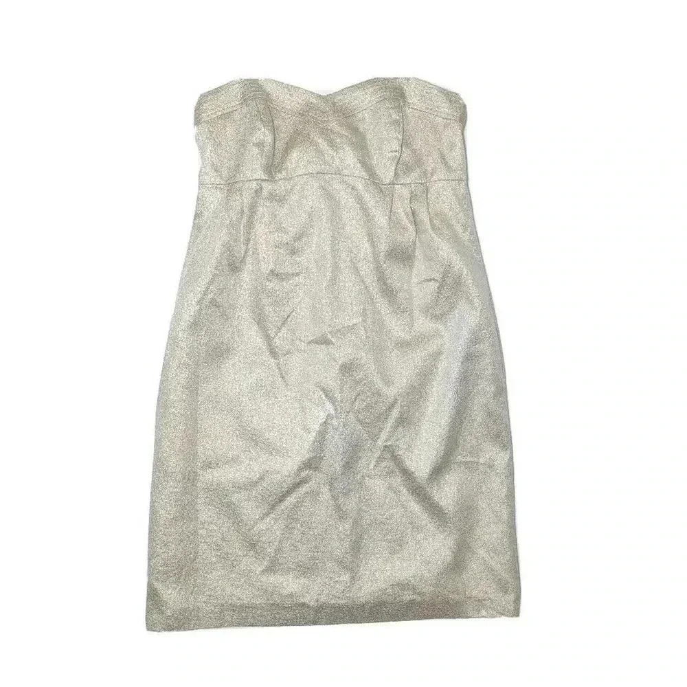 Shoshanna Gold Metallic Strapless Sweetheart Cocktail Dress Size 4 Pockets USA